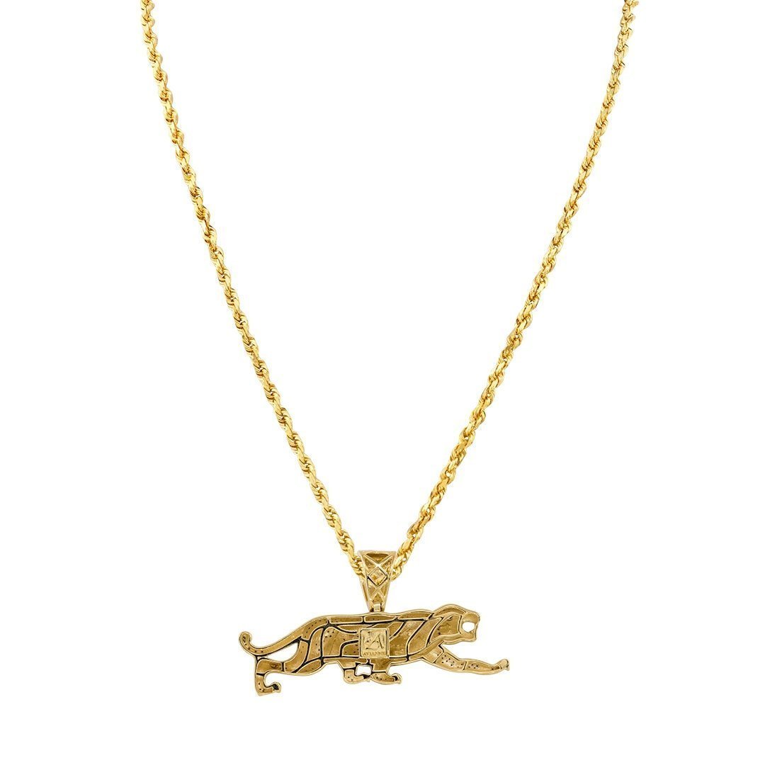 Yellow Diamond Panther Pendant 10k Yellow Gold 0.97 Ctw