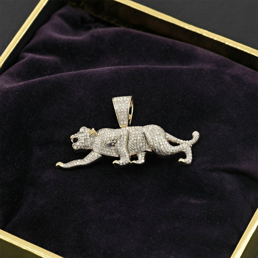 Yellow Diamond Panther Pendant 10k Yellow Gold 0.97 Ctw