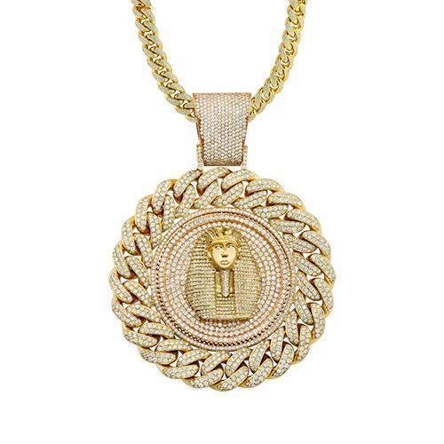 Diamond Pharaoh Cuban Link Style Pendant 14k Solid Yellow Gold 32.96 Ctw