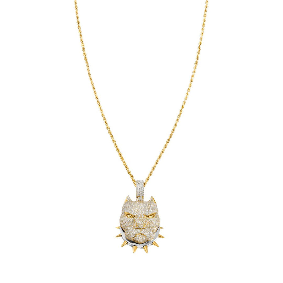 Yellow Diamond Pitbull Pendant in 14k Yellow Gold 10.13 Ctw