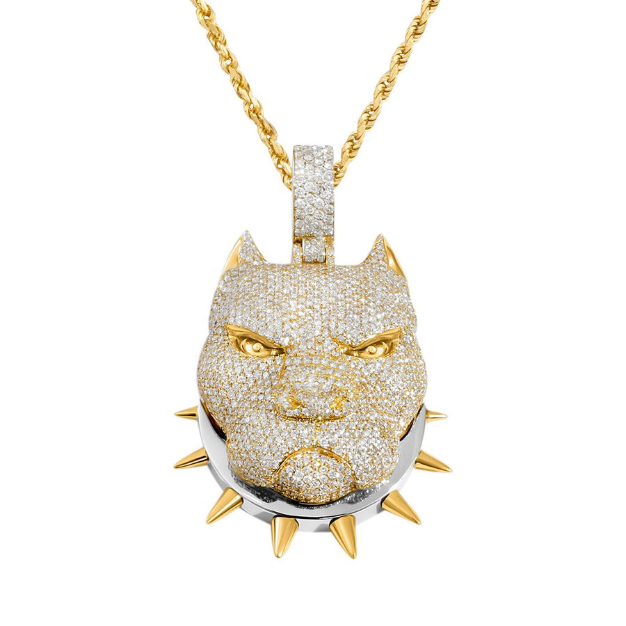 Yellow Diamond Pitbull Pendant in 14k Yellow Gold 10.13 Ctw