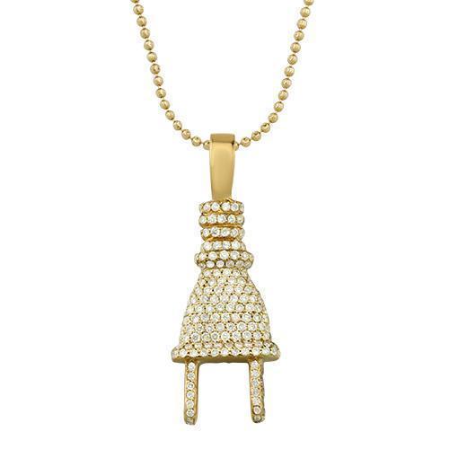 Diamond "Plug" Pendant in 14k Yellow Gold 2 Ctw