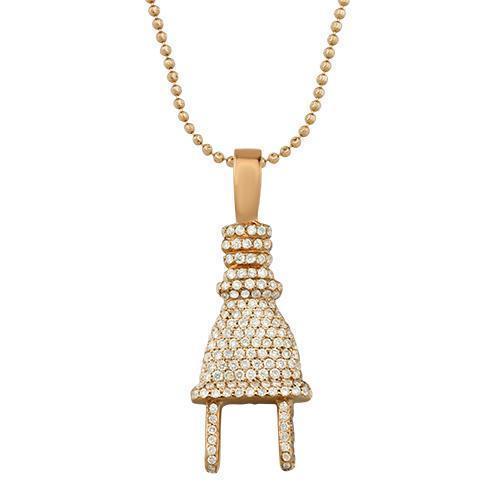 Diamond "Plug" Pendant in 14k Yellow Gold 2 Ctw