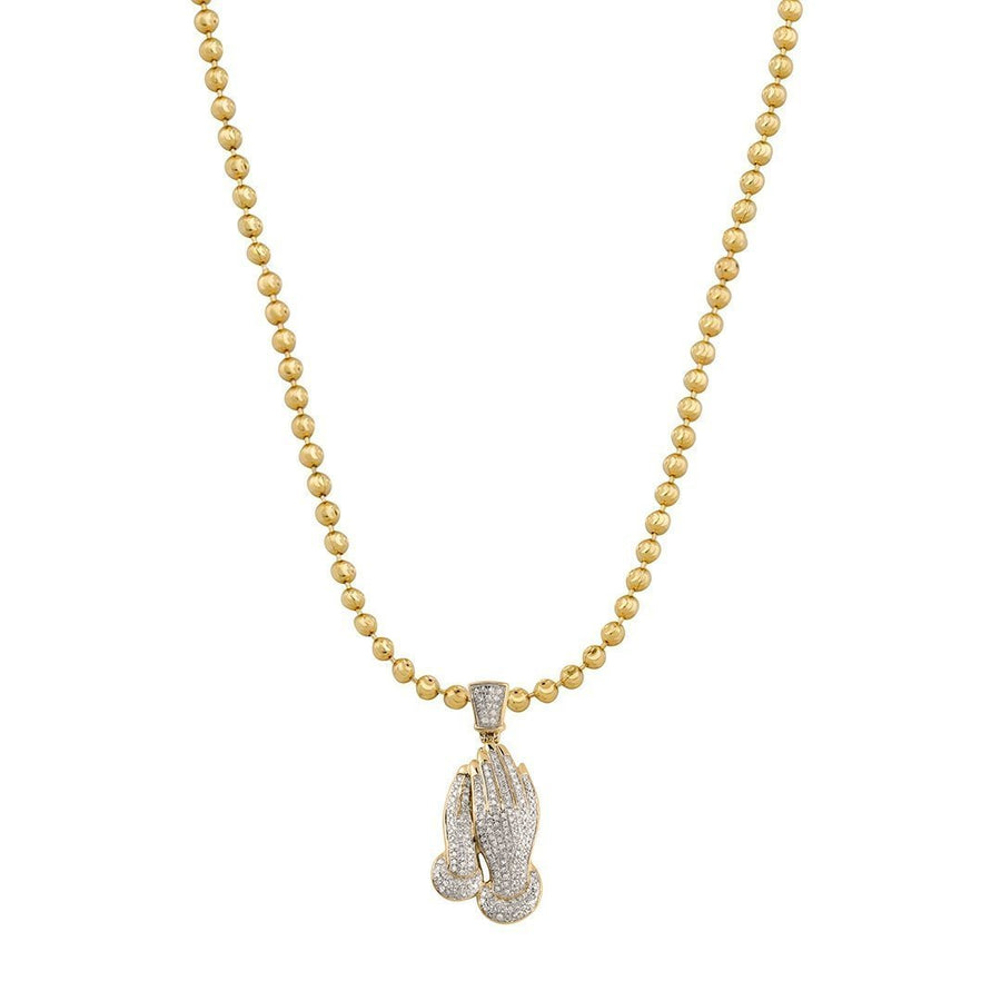 Yellow Diamond Praying Hands Pendant in 10k Yellow Gold 0.75 Ctw