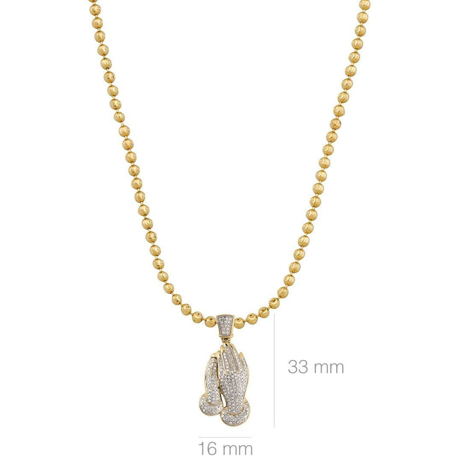 Yellow Diamond Praying Hands Pendant in 10k Yellow Gold 0.75 Ctw