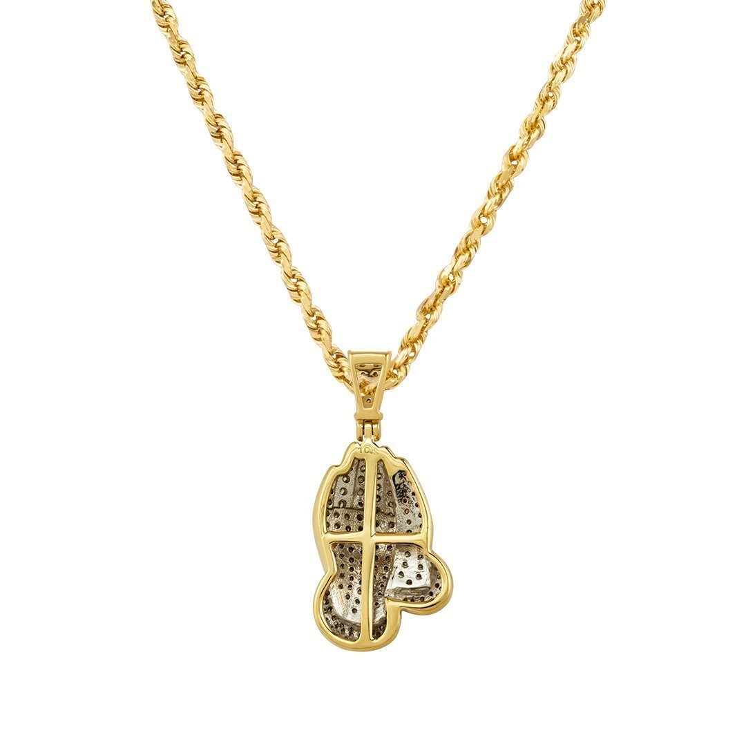 Yellow Diamond Praying Hands Pendant in 10k Yellow Gold 0.76 Ctw