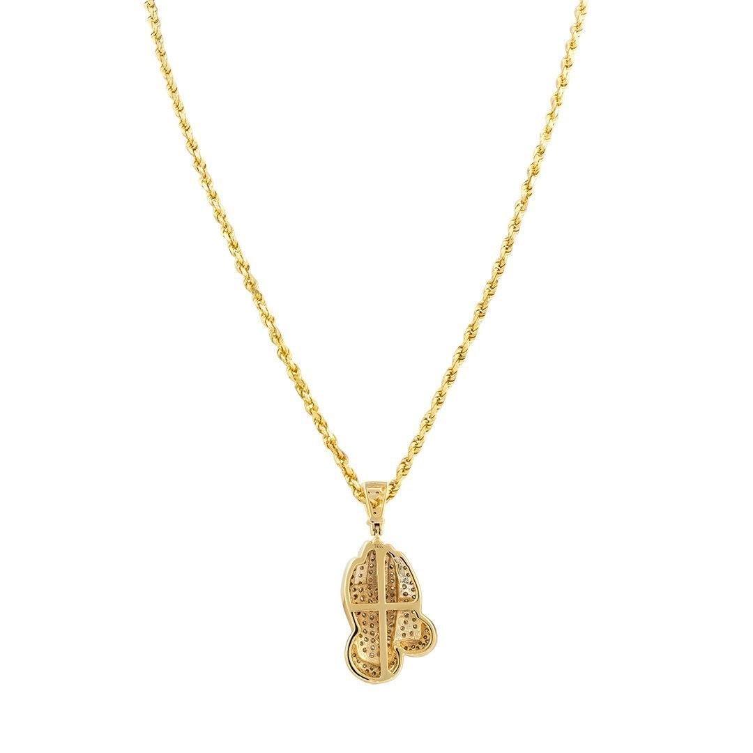 Yellow Diamond Praying Hands Pendant in 10k Yellow Gold 1.15 ctw