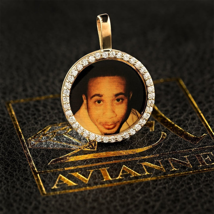 Yellow Diamond Rest In Peace Memory Frame Pendant in 14k Yellow Gold 0.36 Ctw