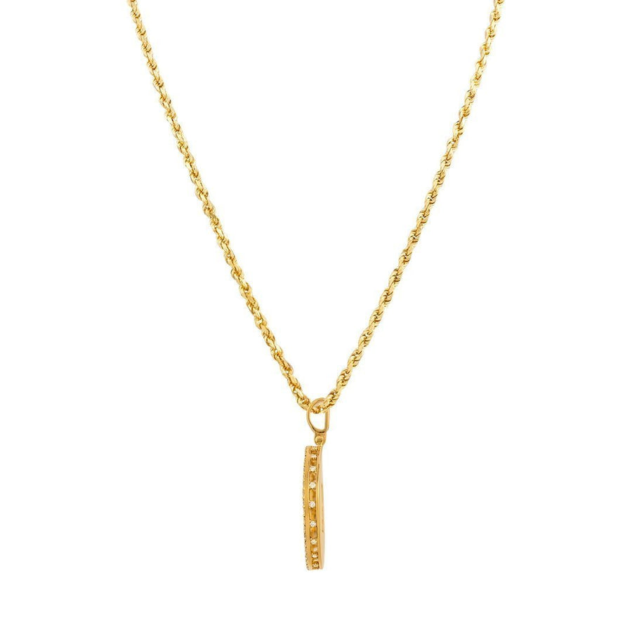 Diamond Rest In Peace Memory Frame Pendant in 14k Yellow Gold 2.15 Ctw