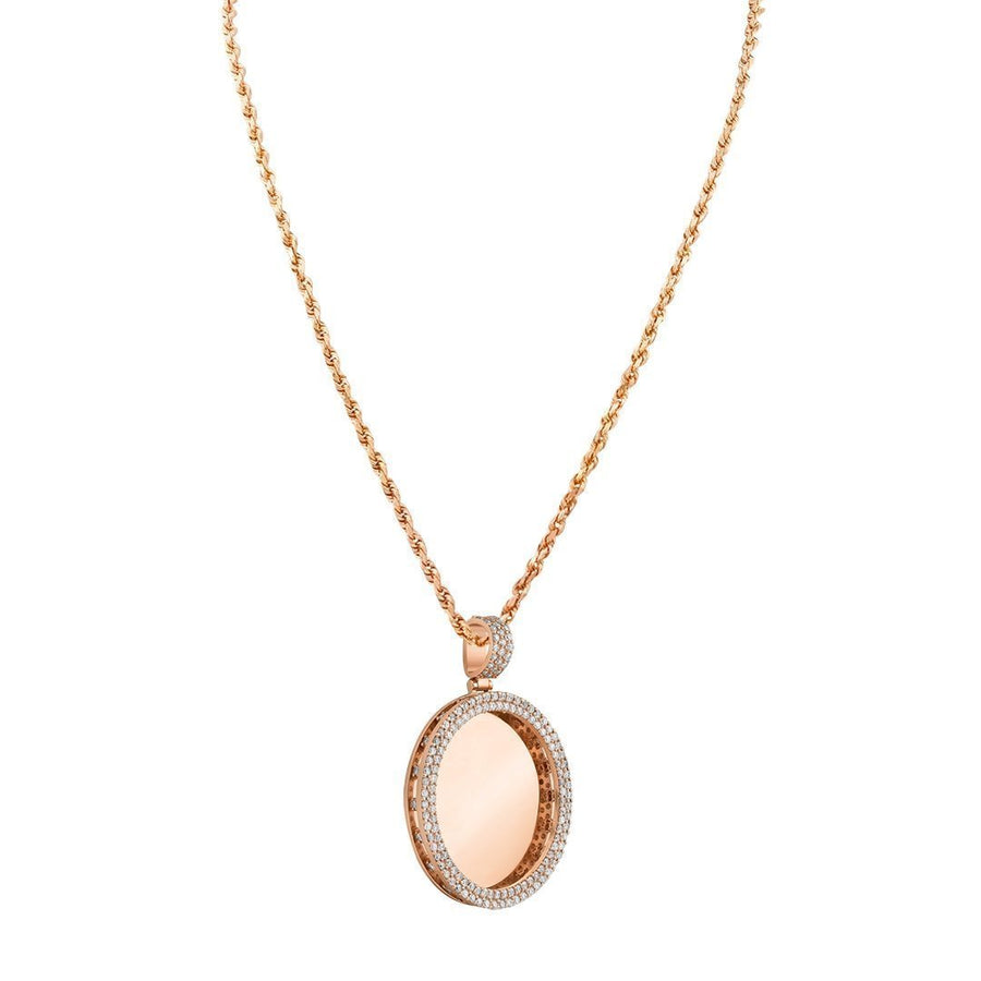 Diamond Rest In Peace Memory Frame Pendant in 14k Yellow Gold 3.45 Ctw