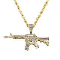 Thumbnail for Diamond Rifle Gun Pendant 10k Yellow Gold 0.74 Ctw