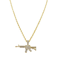 Thumbnail for Diamond Rifle Gun Pendant 10k Yellow Gold 0.74 Ctw