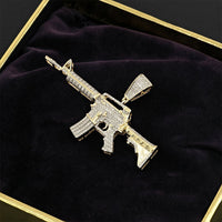 Thumbnail for Diamond Rifle Gun Pendant 10k Yellow Gold 0.74 Ctw