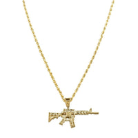 Thumbnail for Diamond Rifle Gun Pendant 10k Yellow Gold 0.74 Ctw