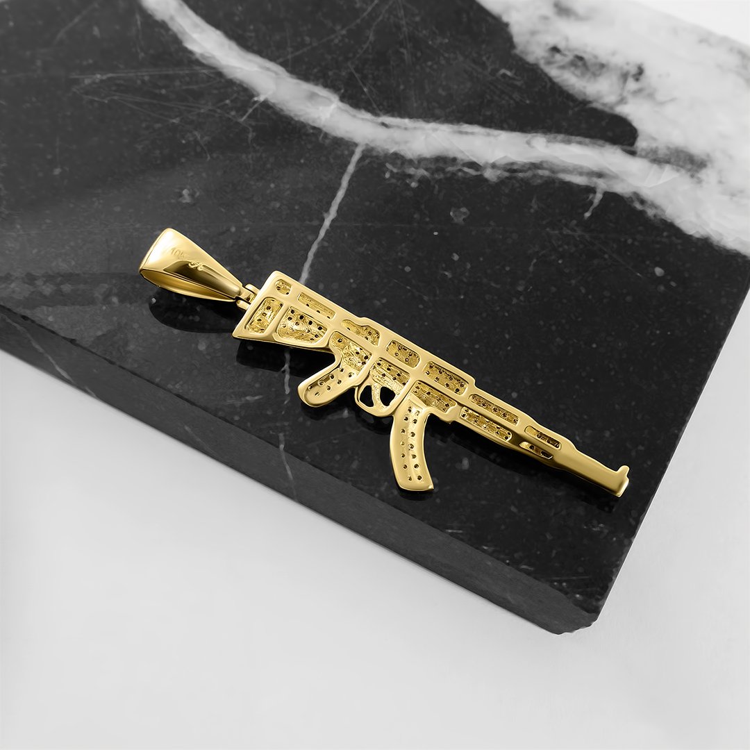 10k Gold Diamond Rifle Pendant 0.5 Ctw – Avianne Jewelers