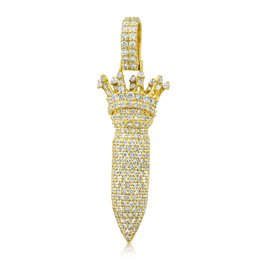 14k Yellow Gold Diamond Rocket Pendant 1.84 Ctw