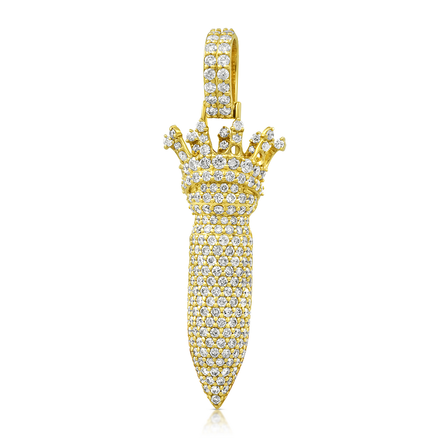 Colgante de cohete con diamantes en oro amarillo de 14 k (1,84 quilates)