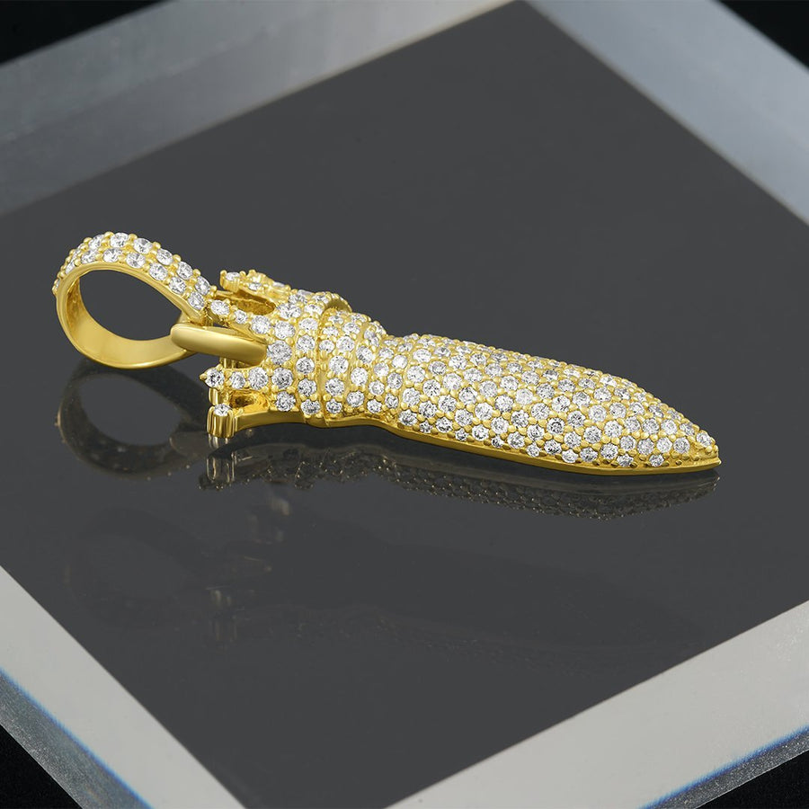 Colgante de cohete con diamantes en oro amarillo de 14 k (1,84 quilates)