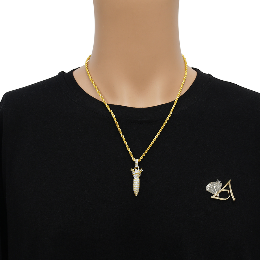 Colgante de cohete con diamantes en oro amarillo de 14 k (1,84 quilates)