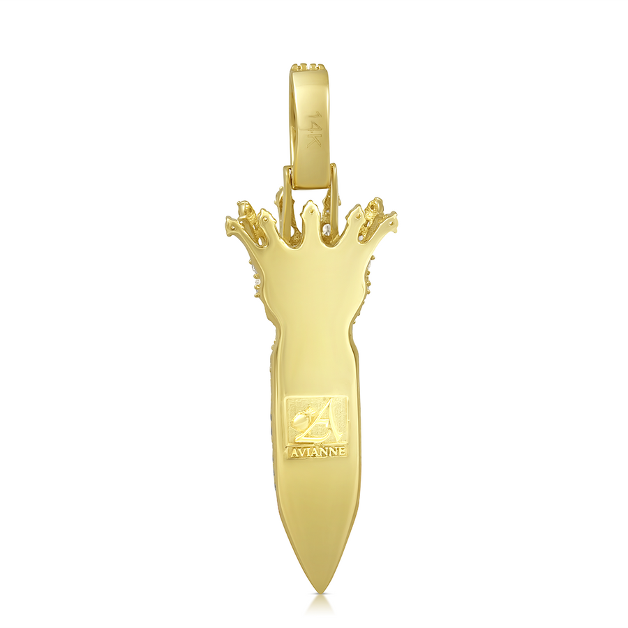 Colgante de cohete con diamantes en oro amarillo de 14 k (1,84 quilates)