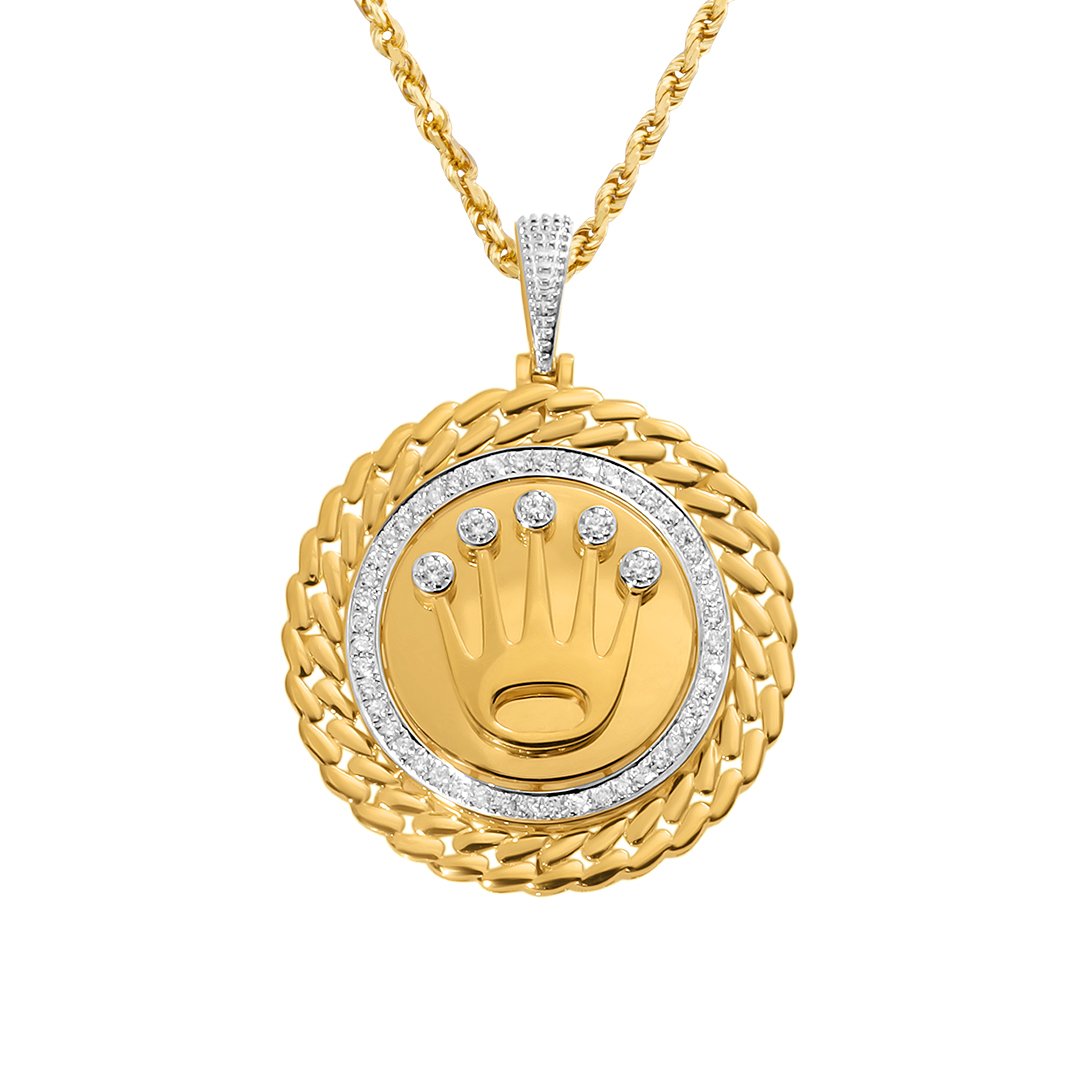 Yellow Diamond Rolex Pendant in 14k Yellow Gold 0.35 Ctw