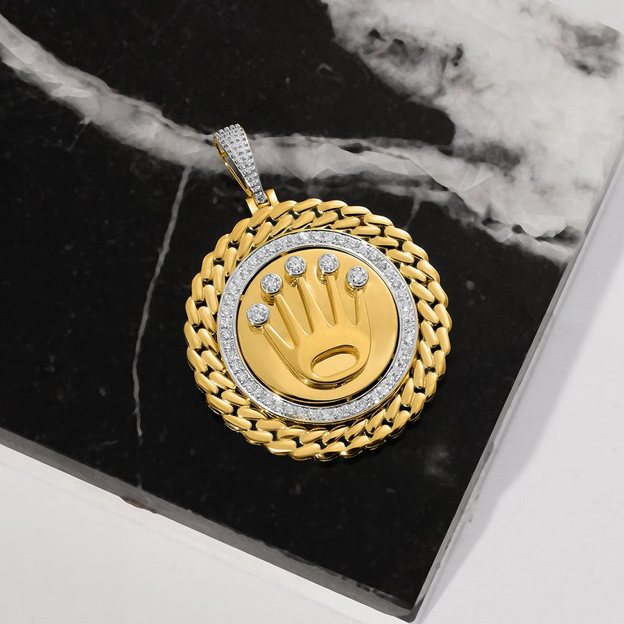 Yellow Diamond Rolex Pendant in 14k Yellow Gold 0.35 Ctw