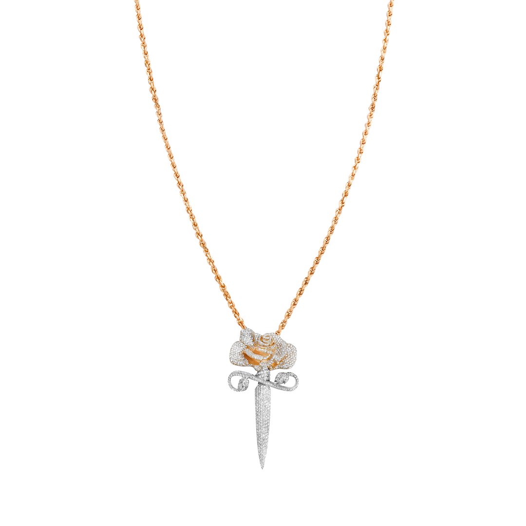 White Diamond Rose Blade in 14k White Gold 7.88 Ctw