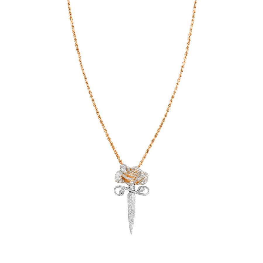 White Diamond Rose Blade in 14k White Gold 7.88 Ctw