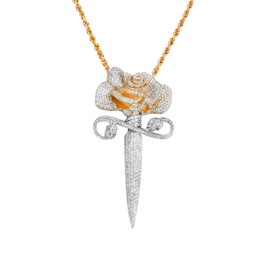 White Diamond Rose Blade in 14k White Gold 7.88 Ctw
