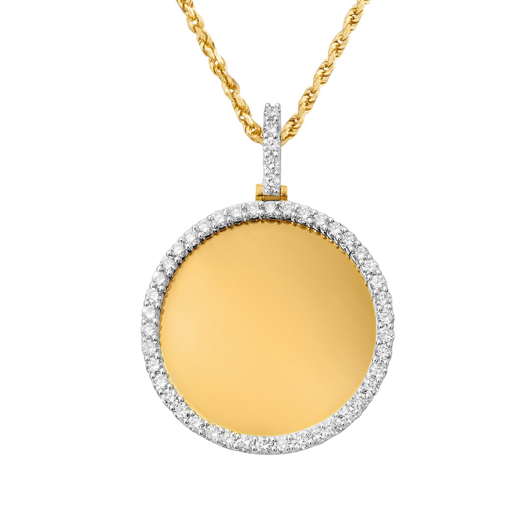 Small - 1.72 Ctw - 5.83 G Diamond Round Memory Pendant in 10k Yellow Gold 1.49 Ctw