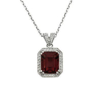 Thumbnail for White Diamond Ruby Pendant in 14k White Gold 16 inches 3.45 Ctw