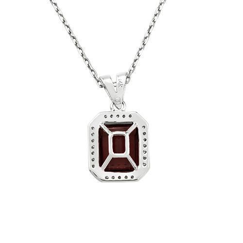 White Diamond Ruby Pendant in 14k White Gold 16 inches 3.45 Ctw