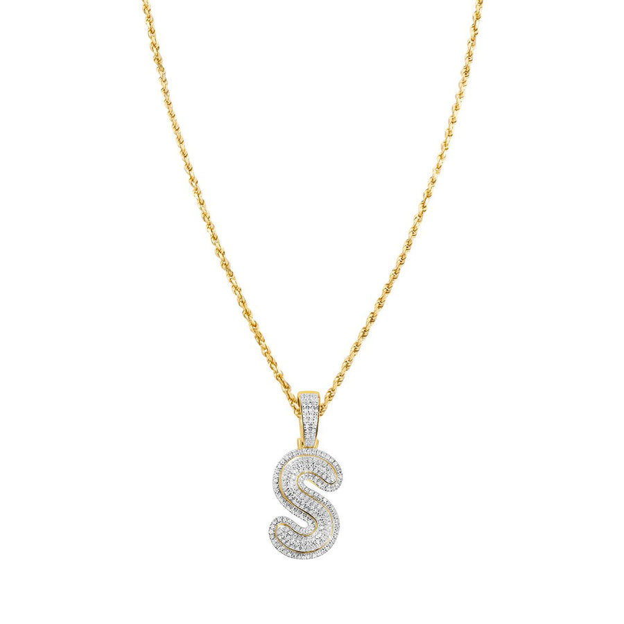 White Diamond S Pendant in 10k Yellow Gold .31 Ctw