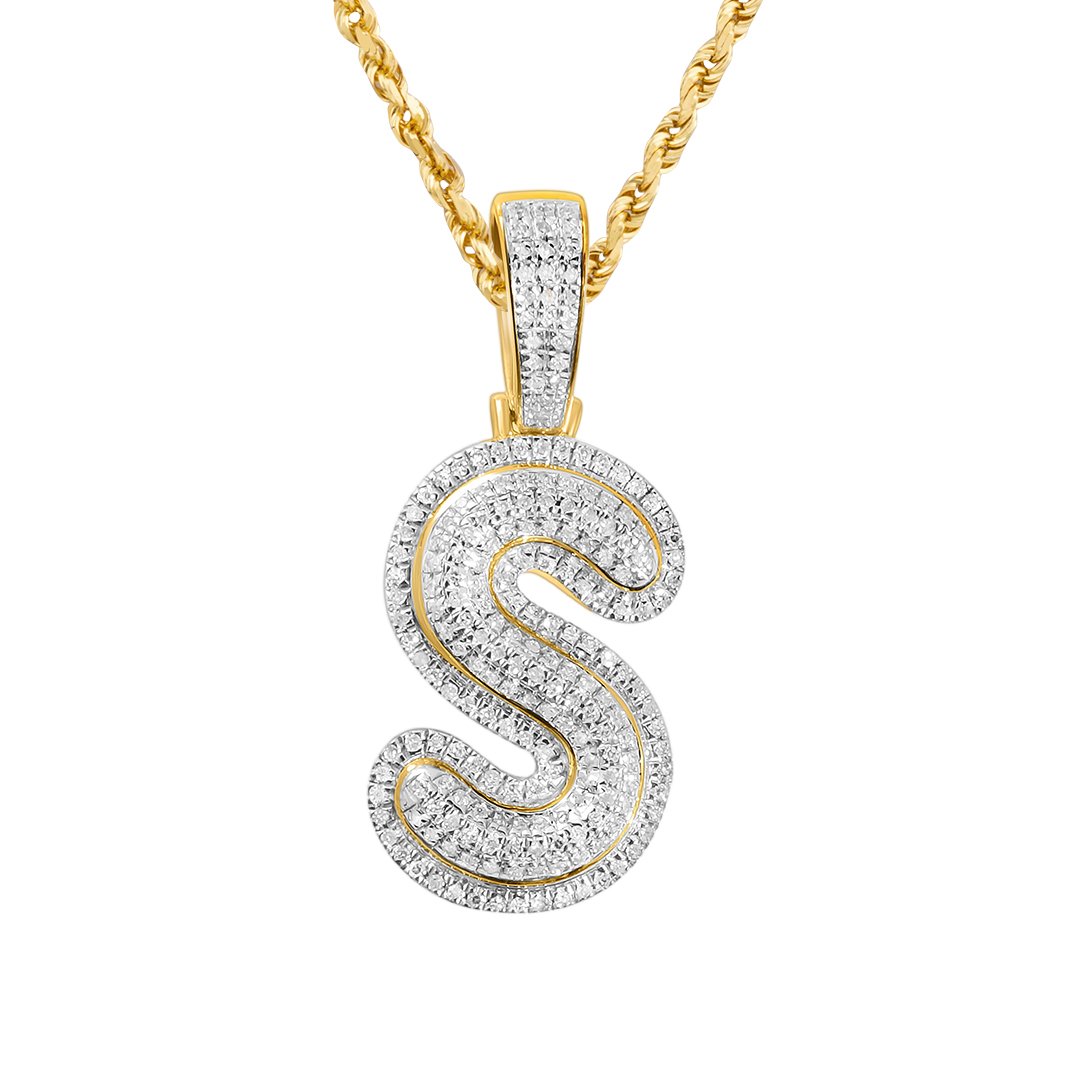 White Diamond S Pendant in 10k Yellow Gold .31 Ctw