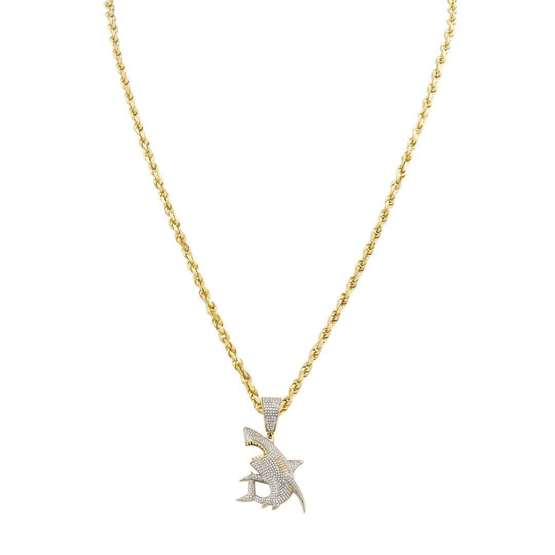 Yellow Diamond Shark Pendant in 10k Yellow Gold 0.95 Ctw