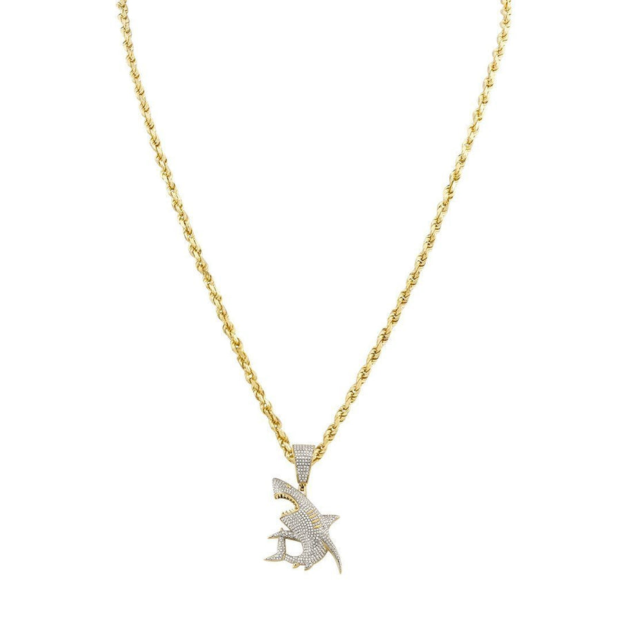 Yellow Diamond Shark Pendant in 10k Yellow Gold 0.95 Ctw