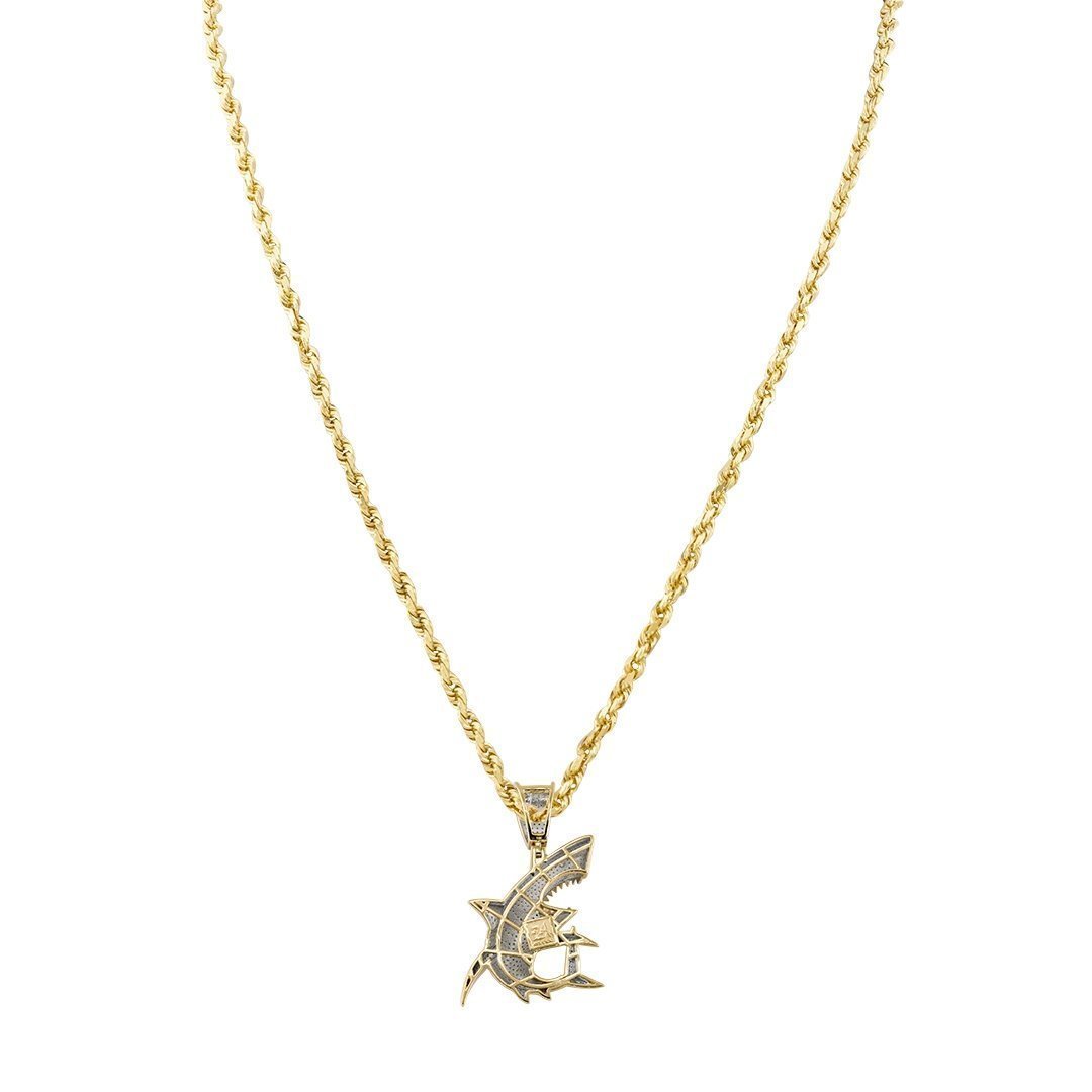 Yellow Diamond Shark Pendant in 10k Yellow Gold 0.95 Ctw