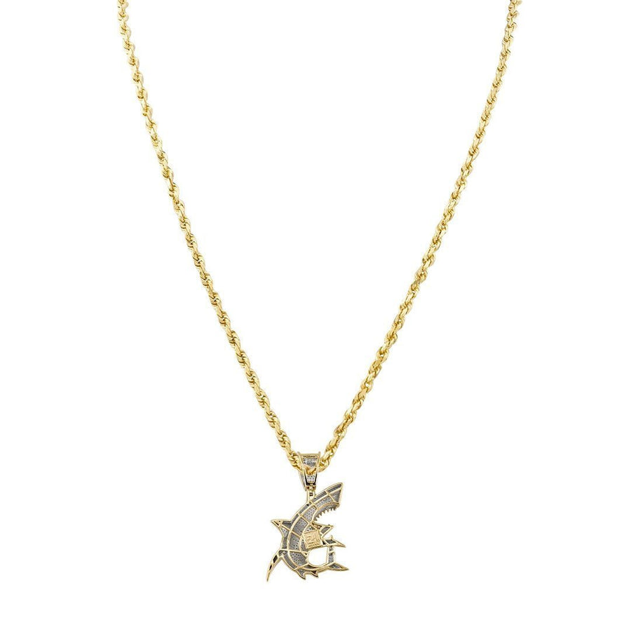 Yellow Diamond Shark Pendant in 10k Yellow Gold 0.95 Ctw