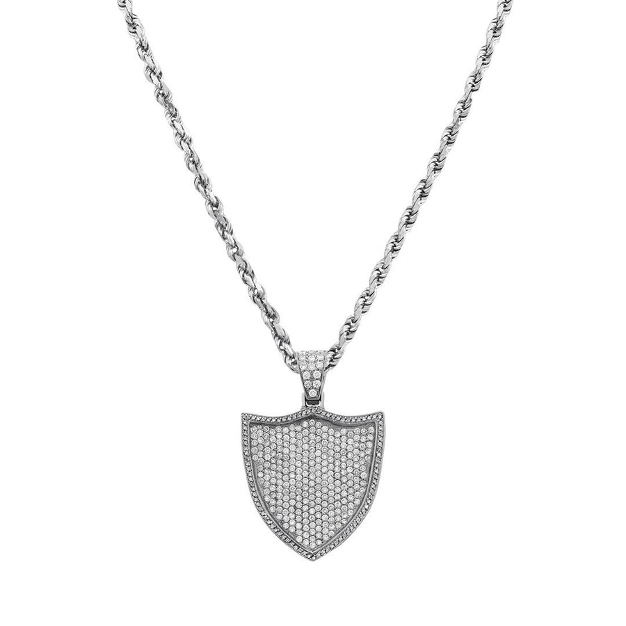14k White Gold Diamond Shield Pendant 5 Ctw