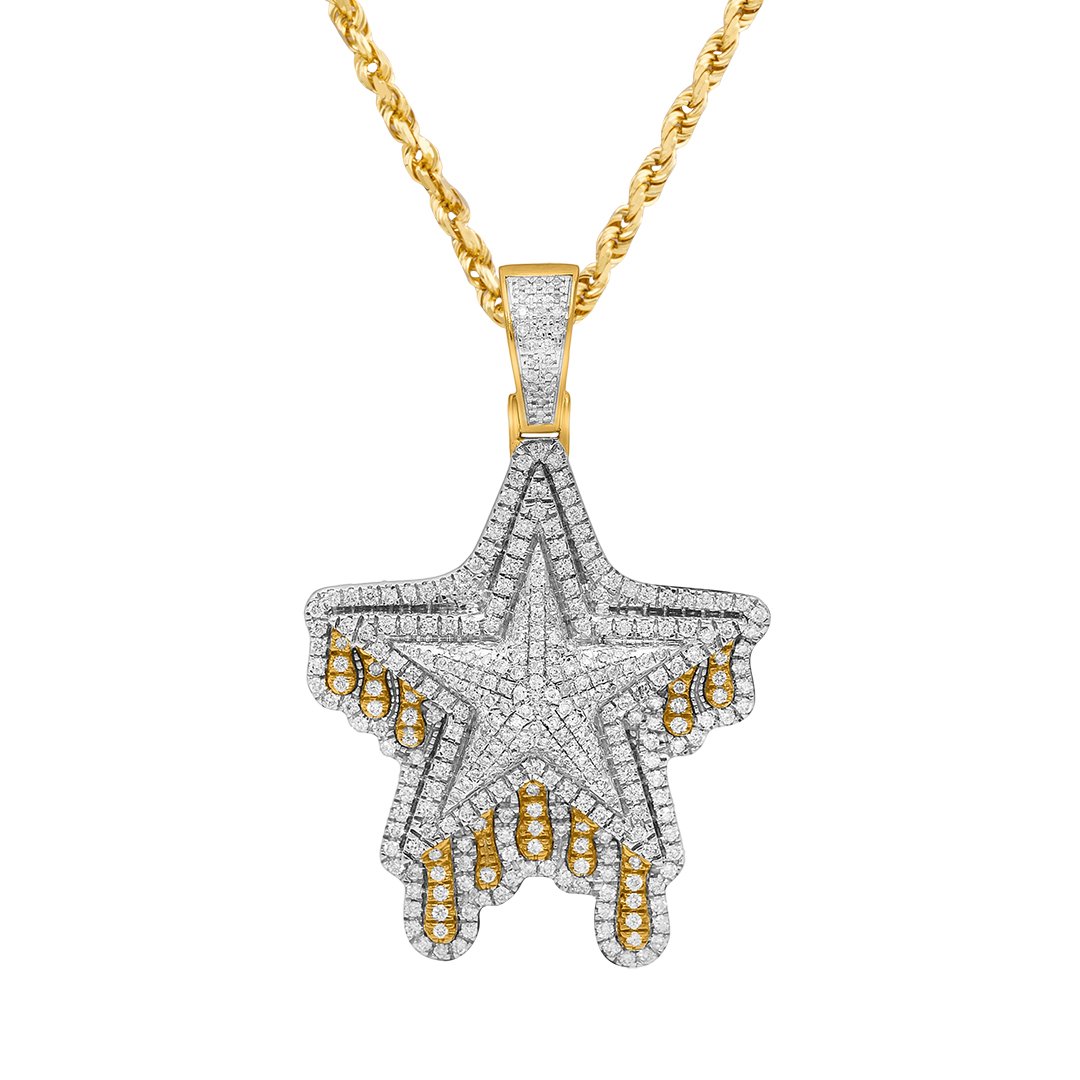 14k Yellow Gold Diamond Shooting Star Pendant 1.24 Ctw