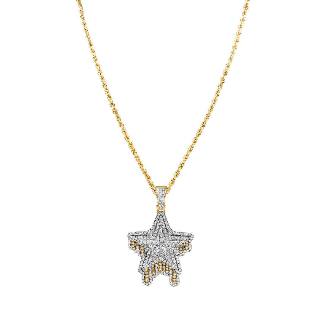 14k Yellow Gold Diamond Shooting Star Pendant 1.24 Ctw