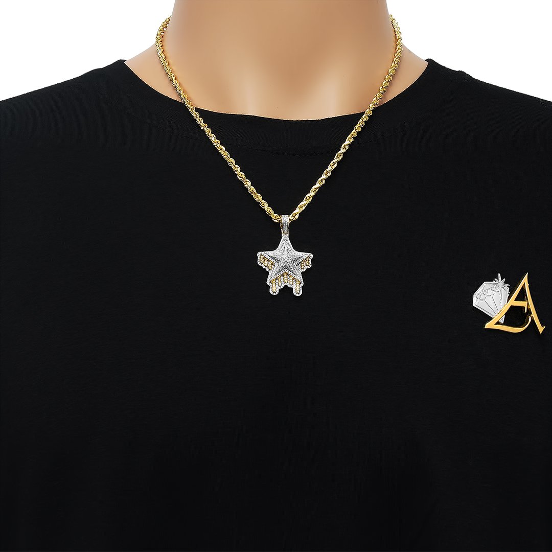 14k Yellow Gold Diamond Shooting Star Pendant 1.24 Ctw