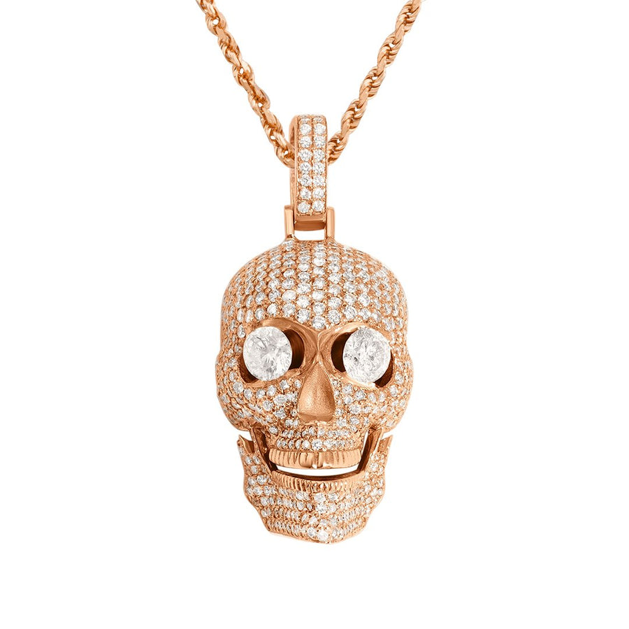 Rose Diamond Skull in 14k Yellow Gold 4.2 Ctw