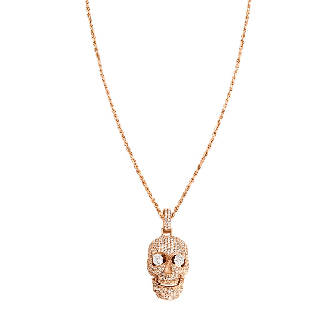 Rose Diamond Skull in 14k Yellow Gold 4.2 Ctw
