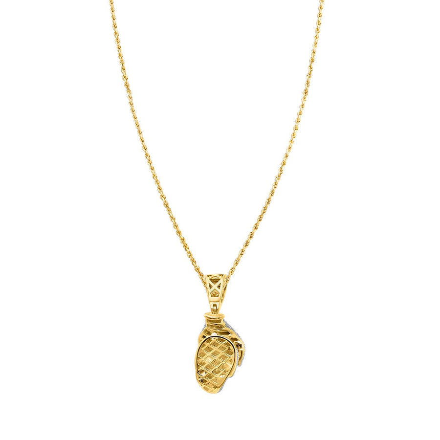 White , Yellow Diamond Skull Pendant in 10k Gold .92 Ctw