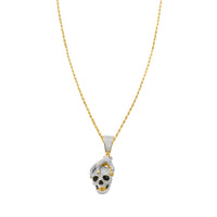 Thumbnail for White , Yellow Diamond Skull Pendant in 10k Gold .92 Ctw
