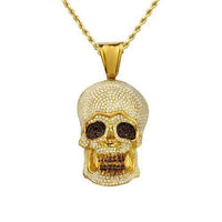 Thumbnail for Diamond Skull Pendant with Black Diamonds in 10k Yellow Gold 7.15 Ctw