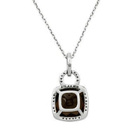 Thumbnail for White Diamond Smoky Quartz Pendant in 14k White Gold 16 inches 4.26 Ctw