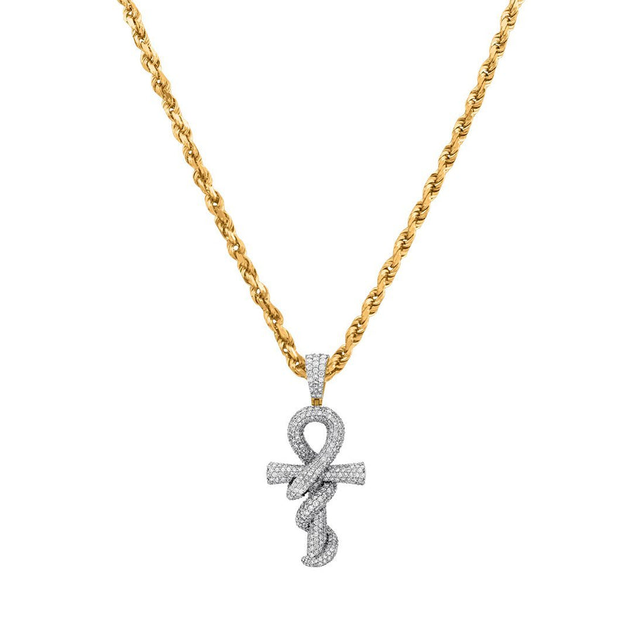 14k Yellow Gold Diamond Snake Ankh 3 Ctw
