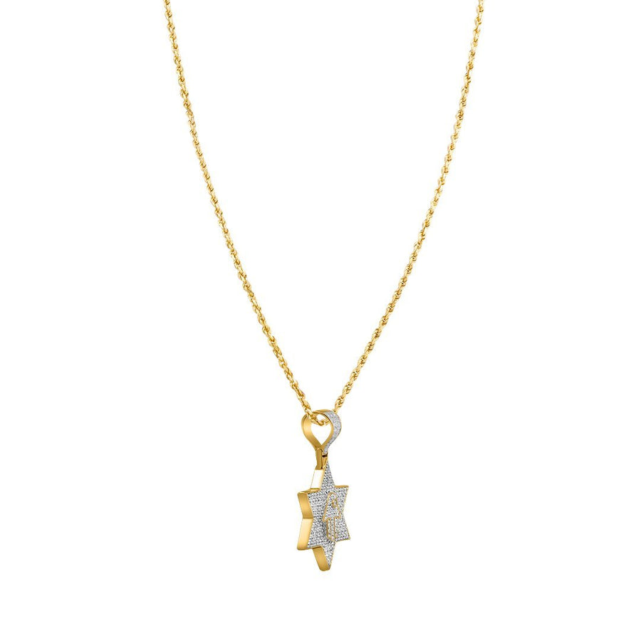 Estrella de David de diamantes en oro amarillo de 14 k de 1,75 quilates 